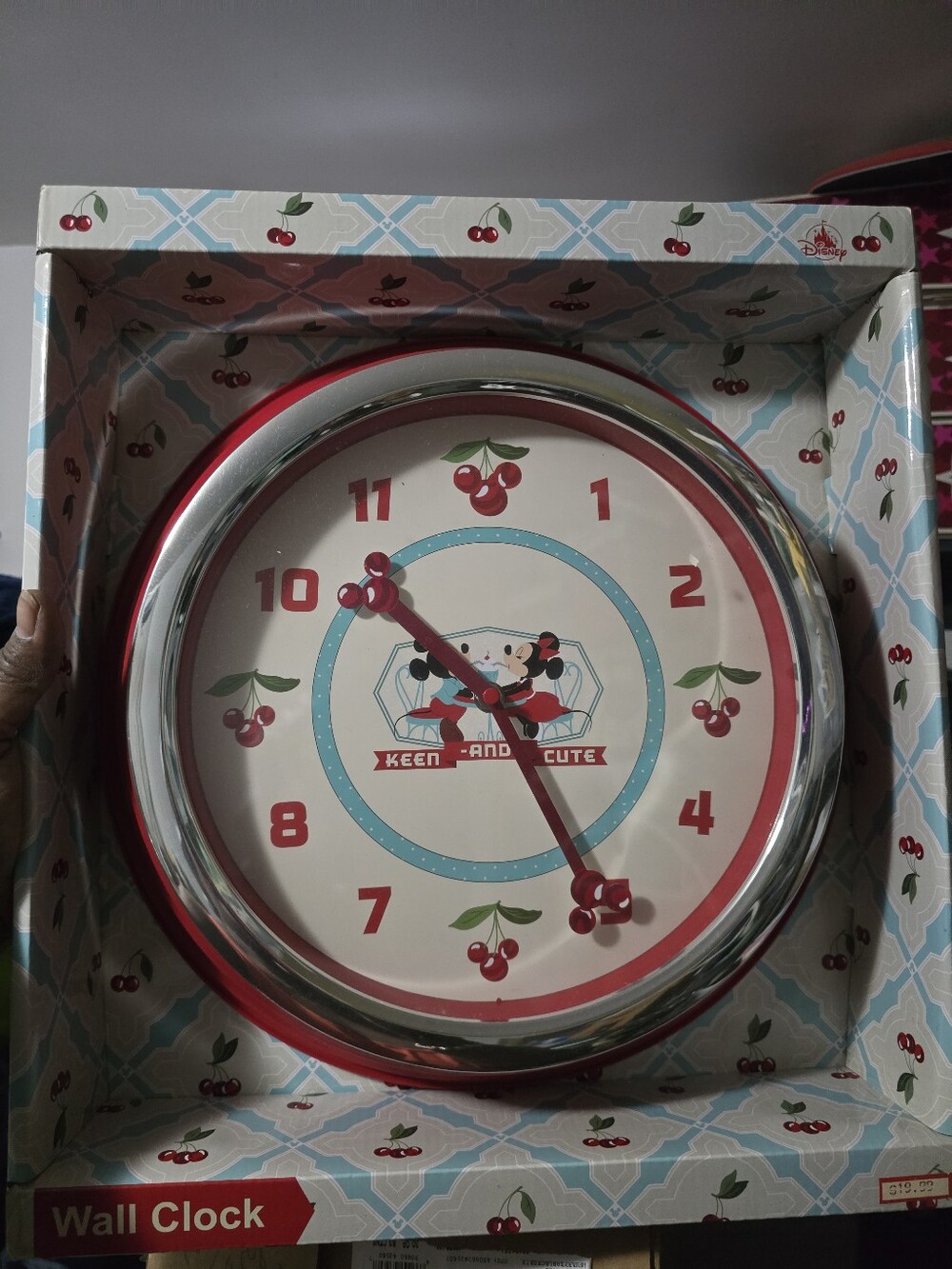 Disney Cherry-Accent Wall Clock in Red and Blue
